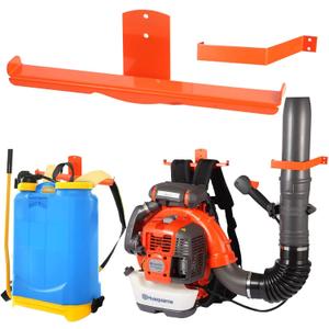 Backpack Blower Rack with Hose Holder - Heavy Duty Backpack Sprayer Wall Mount with Dual-Sided Hooks, Space-Saving Backpack Hanger for Weed Eater, Hedge Trimmer and Chain Saw, 330lbs Load Capacity