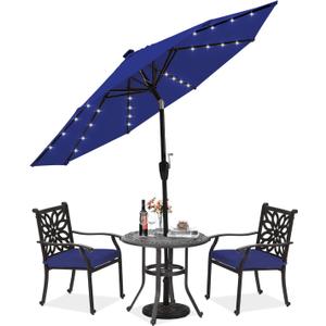 ABCCANOPY Durable Solar Led Patio Umbrellas with 32LED Lights 9FT (Royal Blue)