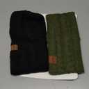 Winter Headbands for Women Wool 2 Pack, Ear Warmers for Women Headband Knit Thick Fleece Lined, Cold Weather Warm Ear Muffs(Black+Army)