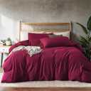 Burgundy Red Duvet Cover King Size - Pre-Washed Bedding - 160 GSM Ultra Soft Duvet Cover Set with 2 Pillow Shams - 3 Pieces(Cover Only, No Insert)