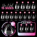 UNA GELLA Short Almond Nail Tips, 510Pcs 15 Sizes Pre-Etched Soft Gel Nail Tips Almond Shape, Half Matte Full Cover Clear Pre-shaped Fake Acrylic Nails Extensions for DIY & Salon Manicure Soak Off