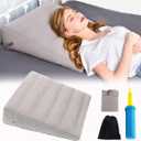 VOPHIA Inflatable Wedge Pillow Lightweight & Portable Travel Wedge Pillow for Sleeping, Reading,Post Surgery&Leg Elevation Triangle Pillow with Washable Cover Sleep(Grey)
