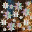 Christmas Snowflake Hanging Decorations, 12 Pcs 3D Silver Paper Snowflakes, Snow Flakes Garland Ornament for Ceiling Xmas Frozen Winter New Year Holiday Birthday Home Office Classroom Party Decor