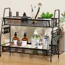 VITVITI 2-Tier Bathroom Organizer Countertop, Metal Wire Mesh Bathroom Counter Organizer Storage with Basket Hooks, Vanity Tray Shelf, Kitchen Spice Rack, Black