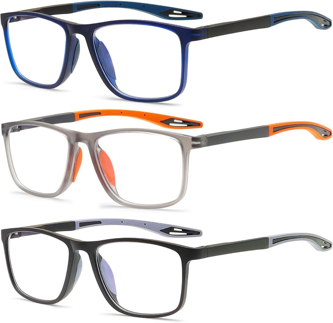 BIENCOOL 3 Pack Reading Glasses for Men Women Blue Light Blocking Readers Lightweight Frames with Spring Hinge