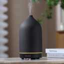 Gooamp 200ML Ceramic Essential Oil Diffuser - Ultrasonic Aromatherapy & Humidifier with 7-Color LED Lights, Auto Shut-Off, Black, 1H/3H/6H Timer | Scent for Home, Office, Yoga