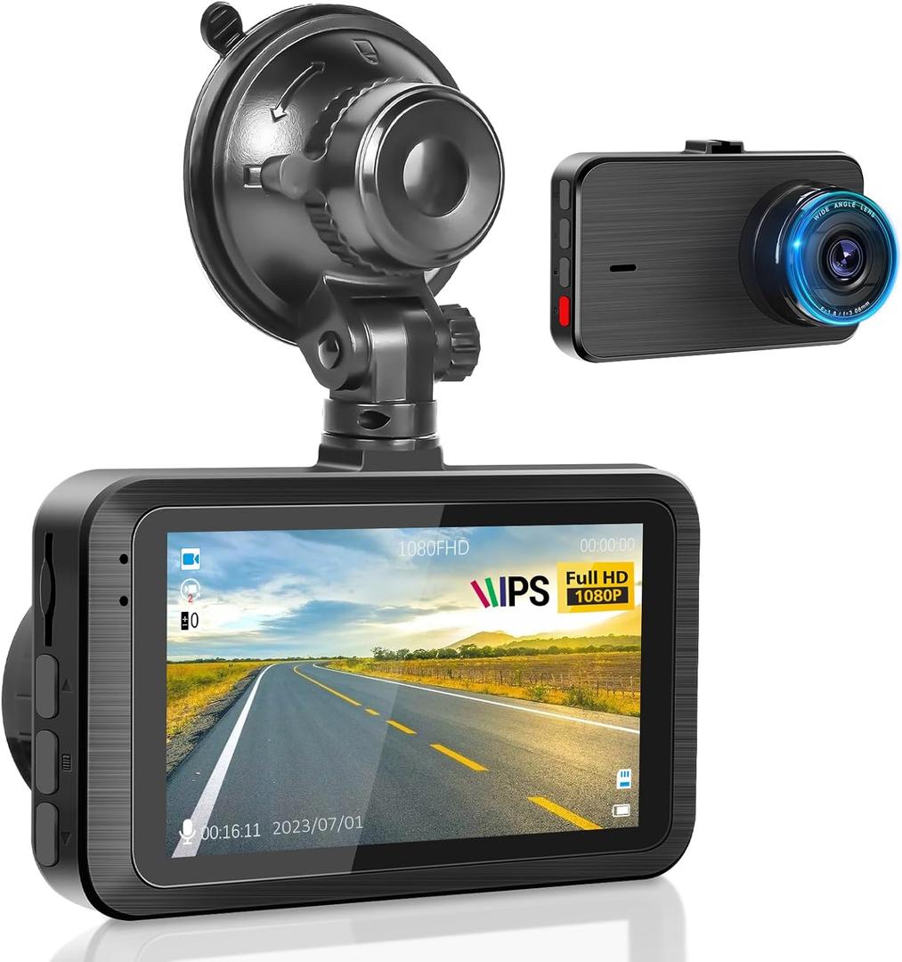 Dash Camera for Car - 3 Inch 1080P IPS Touchscreen Car Camera - G-Sensor/Loop Recording / 24H Parking Monitor / 150 Wide Angle/Night Vision/Exposure Compensation/Support TF Card