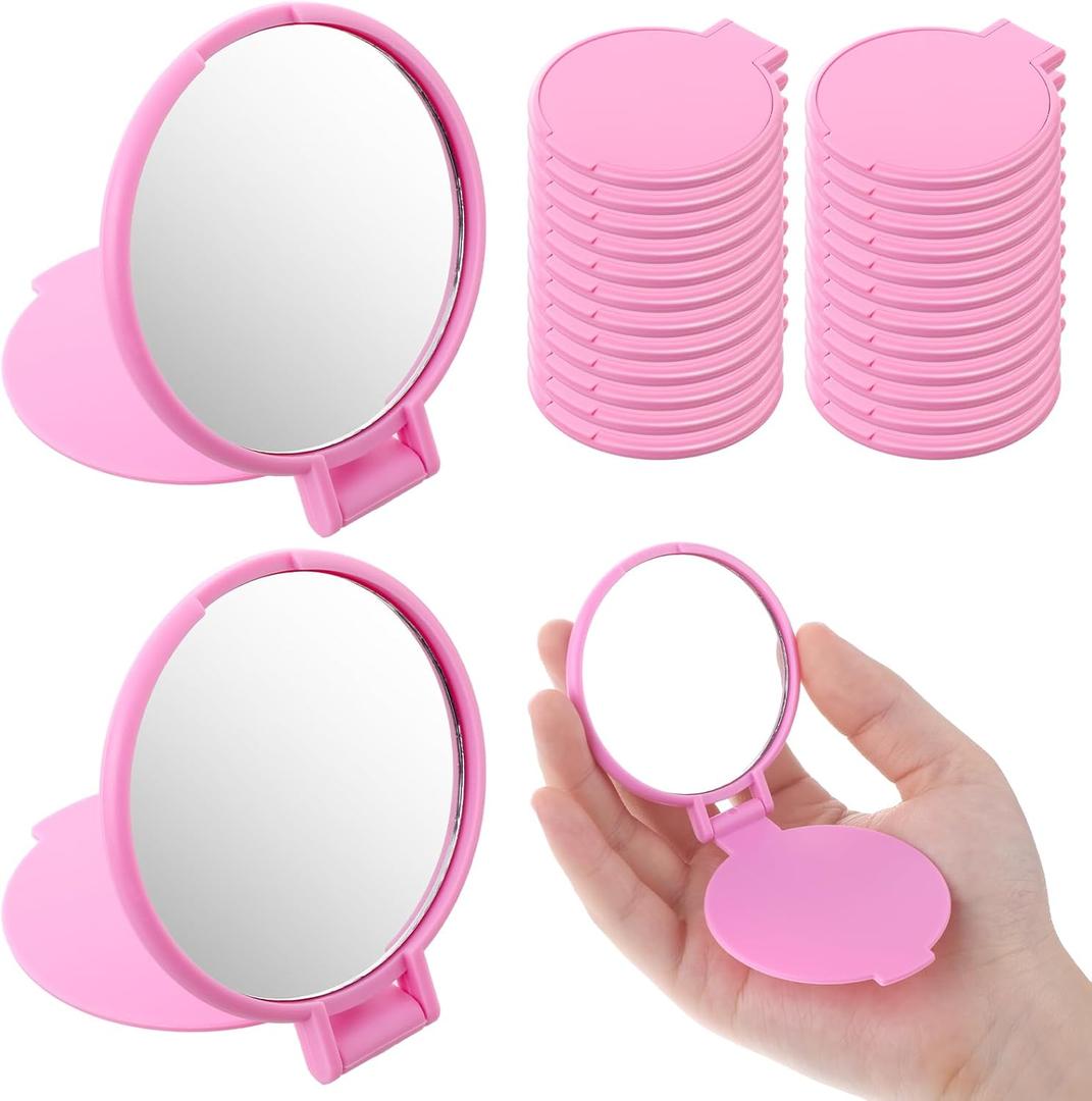 DIVINA VITAE 36Pcs Mini Pink Compact Mirror Bulk for Purses, Round Folding Small Pocket Mirrors,Portable Makeup Mirror for Women Girls Homeless Travel Daily Use(Pink, 2.8x2.36in)
