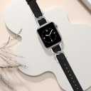 JR.DM Designer Leather Bands for Women,Dressy Fancy Cute Strap with Double U-Shaped Buckle Watch Bands for iwatch Compatible with Apple Watch Series 11/10/9/8/7/6/5/4/3/2/1 Ultra 1/2/3 SE 1/2/3, 38/40/41mm