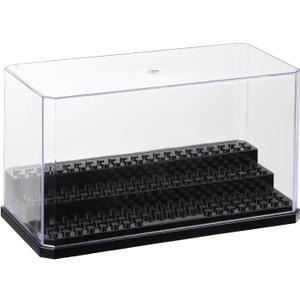 Minifigure Display Case, Clear Acrylic Display Case for Mini Action Figure Blocks Storage, 3 Layer Small Figure Display Box Collection Models Minifigures Bricks Blocks Toys, Dustproof, Black