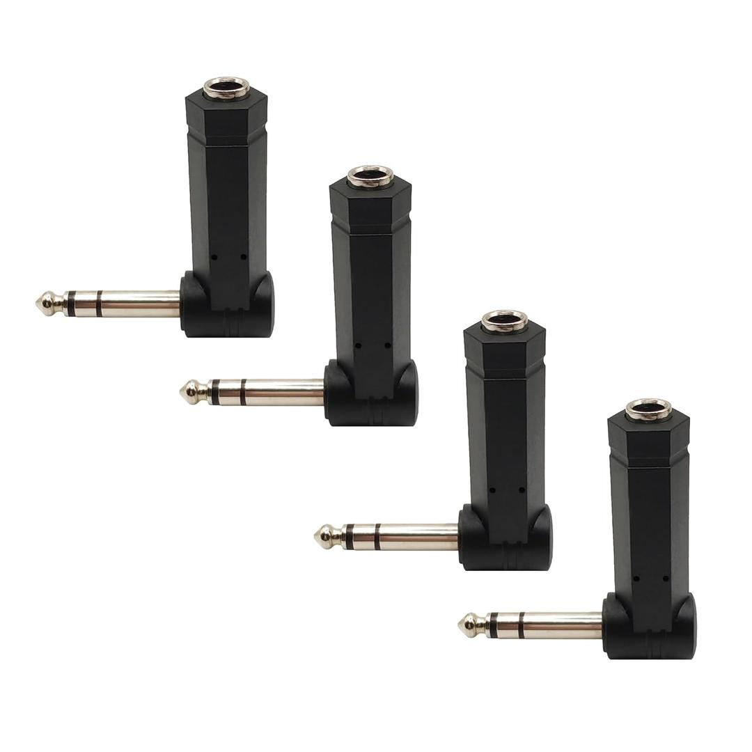 90 Degree 6.35mm Male to Female Stereo Audio Connector 1/4 inch Right Angle Guitar Cable Adapter for Guitar,Headphone,Speaker,Studio Equipment 4PCS