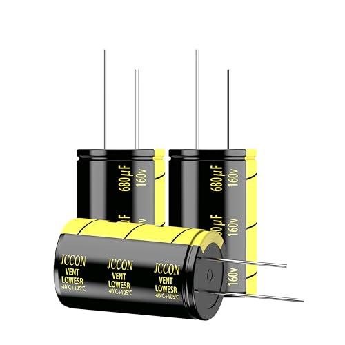 JCCON 2-Pack 160V 680uF Premium Quality Low ESR Electrolytic Capacitors 22x37mm (0.87x1.46in), 160Volt 680MFD High-Frequency Caps with Superior Performance