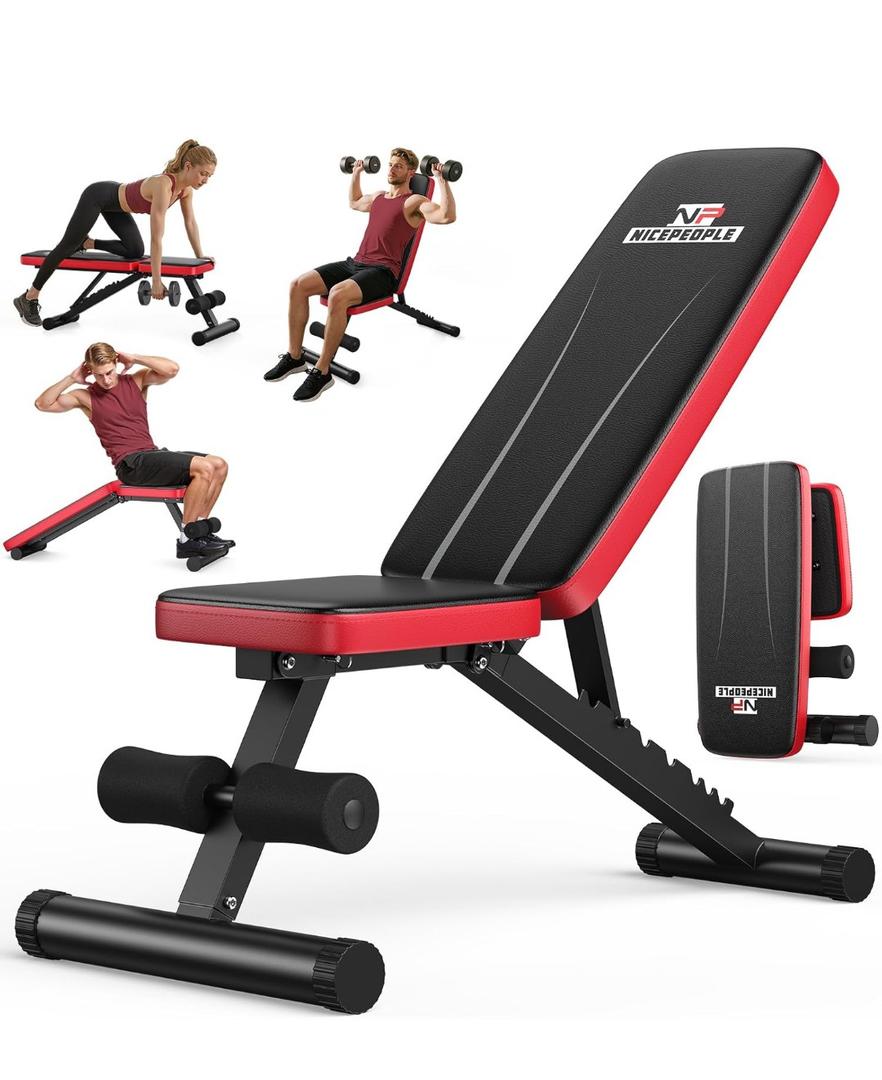 NICEPEOPLE Adjustable Weight Bench for Home Gym, 660LBS Capacity Workout Bench with 8 Backrests for Chest Shoulders Arms, Compact and Foldable Strength Bench for Small Space Apartment Room