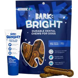 Barkbox Bright Durable Dog Dental Kit for Tough Chewers, Toothpaste - Small Breeds (15 Chew Sticks)