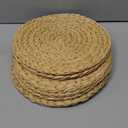 Artera Round Woven Placemats - Set of 6, Natural Wicker, Water Hyacinth Straw Braided, Heat Resistant Non-Slip Weave Handmade (11.8" Round, Style 1)