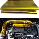 12'' X 48'' Gold Adhesive Heat Shield ReflectiveTape Wrap Roll Compatible Thermal Barrier Adhesive Backed Heat Sleeve Up To 2000 Degrees Fahrenheit with Car Intake Pipe, Engine Bay etc.