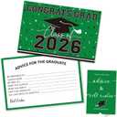 50PCs Graduation Wish & Advice Cards for Class of 2026 - Graduation Party Favors Graduation Decorations, Congrats Grad Graduation Cards to Cherish MemoriesGreen and Black