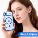 for iPhone Air Case: [Cute Wave Frame][Fit for MagSafe] Military Drop Shockproof Protection, Camera Protective, Glossy Slim Magnetic Wavy Phone Cover for Women Girls 6.5'', Clear/Blue