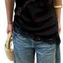 Women Satin Lace Camisole Top Sleeveless Spaghetti Strap Silk Lace Trim Cami Top Asymmetrical Tank Top Streewear (Small, A Fashion Black)