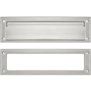 khtumeware Brushed Satin Nickel 10 inch 1-Pack Solid Brass Mail Slot with Solid Brass Internal Frame is Well Made Door Mail Slots
