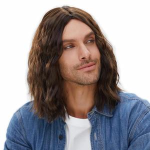 Long Wavy Men Wig for Party Curly Wigs for Man Male Hippie Rocking 70s 80s Them Party Cosplay Costume Anime Heat Resistant Synthetic Hair Wig With Cap (Middle Brown) Long Wavy Men Wig for Party Curly Wigs for Man Male Hippie Rocking 70s 80s Them Party Cosplay Costume Anime Heat Resistant Synthetic Hair Wig With Cap (Middle Brown)