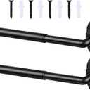 Black Curtain Rod Adjustable 18-32 Inch,2 Pack Sash Rods for French Door Window, All Hardware Included for Kitchen RV Patio, Wrap Around