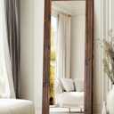 Full Length Mirror 65"x24" Solid Wood Frame Floor Large Mirror for Living Room, Bedroom Hanging or Leaning Wall-Mounted, Brown