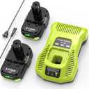 3000mAh 18V Replacement for Ryobi 18V Batteries and Charger Combo, for 18v ONE+ P102 P103 P104 P105 P107 P109 P190 P191 P122 for Ryobi 18v Lithium Battery (2Pack)