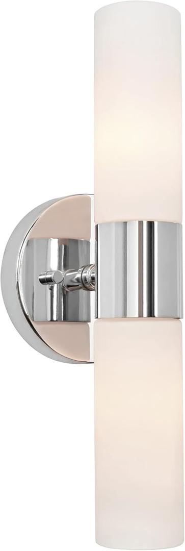 Kira Home Duo 14" Modern Wall Sconce with Frosted Glass Shades, for Bathroom/Vanity, Chrome Finish