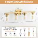 27in Bathroom Light Fixture Over Mirror, 4-Light Gold Vanity Lights with Clear Glass Shades, Modern Wall Sconces for Living Room, Bedroom, Hallway, E26 Base