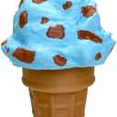 Ice Cream Cone-Shaped Desktop Stress Relief Toy Waffle Cone Design with Colorful Chocolate Chip Patterns 3D Printed Decorative Set (Blue)