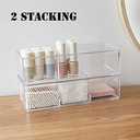 Sooyee Qtip Holder Rectangle Cotton Ball and Swab Holder Organizer with Lid, Dustproof,Waterproof,Clear Acrylic 3 Compartment Cotton Pad Container for Cotton Swabs, Make Up Pads, Cosmetics