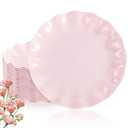 LIYH 25 Pcs 10 Inch Pink Scalloped Plastic Plates Reusable - Unbreakable Plastic Wavy Plates for Weddings Party Outdoor Picnics Dishwasher Safe BPA Free 10" Dinner plate