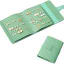 QBestry Stud Earring Organizer Book Travel Stud Earring Holder Organizer Girls Earring Holder Book, 42 Pairs Earrings Storage Organizer Travel Earrings Organizer for Women Earring Travel Case Green