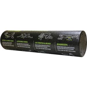 GoFit Dense Foam Massage Roller - with 12 Printed Exercises, GF-GDRL,Black