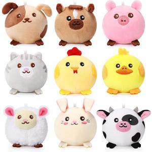 Skylety 9 Pcs Mini Plush Animals Toys Bulk 3.15 Inch Cute Soft Small Stuffed Animal Plush Keychain for Kids Goodie Bag Fillers Birthday Classroom School Prizes Festival Party Favors(Farm Animals)