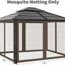 Gazebo Replacement Mosquito Netting Outdoor Universal Gazebo Canopy 4-Panels Screen Sidewalls with Zipper for Patio Garden (Coffee, 10x12)