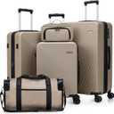 Expandable Luggage Sets 5 Piece,Suitcases with Detachable Wheels,ABS Hard Case Luggage with TSA Lock Spinner Wheels,Carry On Luggage Set