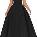ZESICA Summer 2026 Cocktail Dresses for Women's Off Shoulder Short Sleeve Swing A Line Wedding Evening Party Midi Dress, Black, X-Large