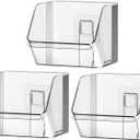 3 Pack Clear Plastic Wall Mount Storage Bins, Kitchen Pantry Cabinet Organizer Containers,Storage Caddy No Drilling Hang Walls/Doors for Kitchen, Bathroom, Bedroom, Office