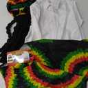 Tigerdoe Rasta Hat with Black Dreadlock Wig - 3 Pc Set - Reggae Hat, Vest & Sunglasses - Jamaican Costume Accessories