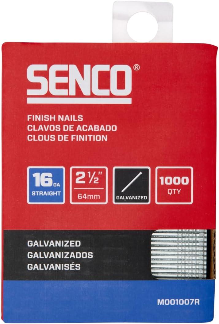 SENCO M001007R 2-1/2" 16 Gauge Straight Finish Nails, Galvanized Finish 1,000 Count Pack