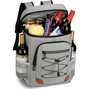 AMNOW Backpack Cooler Insulated Leak Proof for Men Women 36 Cans Soft Cooler Backpack Insulated Waterproof Large Capacity Coolers Bag Portable for Lunch Camping Travel Picnic Hiking (Light gray)