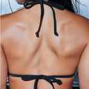 WDIRARA Women's Grommet Eyelet Halter Triangle String Bikini Tops Punk Tie Backless Swim Tops (Black, S)