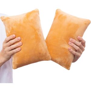 2 Pack Small Pillow, Memory Foam Mini Pillow 11 X 7 Inches for Travel, Sleeping, Nap and Neck, Knee, Lumbar Support, Tiny Cushion for Pet, Dogs (Camel)