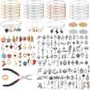 Bangle Bracelets Making Kit 317 Pcs Charm Bracelet Making Kit with Expandable Bangles, Colorful Charms, Jump Rings and Pliers for for DIY Jewelry Crafting