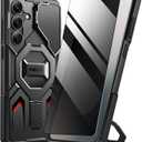 TONGATE Magnetic for Samsung Galaxy S25 FE Case with Privacy Screen Protector, [Compatible with MagSafe][Camera Protective Cover][Military-Grade Protection] Ring Stand Phone Case S25 FE 6.7", Black