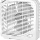 shinic 10" Tabletop Box Fan for Bedroom, 2 Speeds, Quiet Table Fan with Strong Airflow, Energy Efficient Small Box Fan, Portable Kitchen Exhaust Fan for Bedroom Bathroom Office Dorm Workshop, White