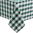 Hiasan 54 x 108 Inch Checkered Tablecloth Rectangle - Waterproof, Wrinkle Resistant and Washable Gingham Table Cloth for Christmas, Outdoor Picnic, Kitchen and Holiday Dinner, Forest Green and White