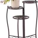 Deco 79 Metal Floral Indoor Outdoor Plantstand Indoor Outdoor 3 Tier Plant Shelf, Plant Stand 24" x 18" x 18", Brown